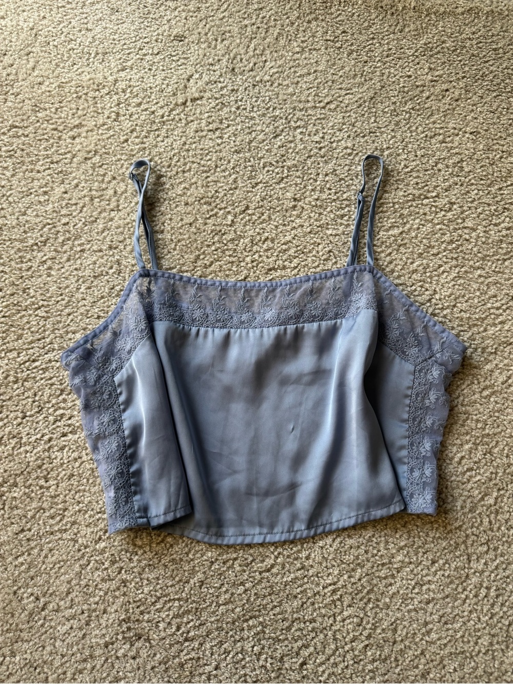 Forever 21 Dusty Blue Lace-Trim Camisole sexy casual night out elegant